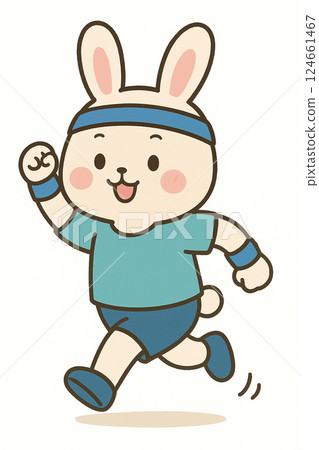 Illustration of an exercising rabbit Illustration of an exercising rabbit 124661467