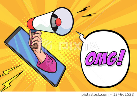 hand hold megaphone  097 124661528