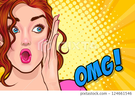 woman talking whispering gossip secret retro pop art comic vintage 124661546