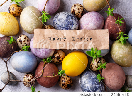 Easter eggs paint with natural dye 124661618