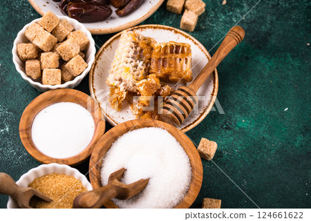 Various sugar replacement, healthy sweetener concept 124661622