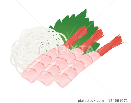 Illustration material of shrimp sashimi arranged 124661671