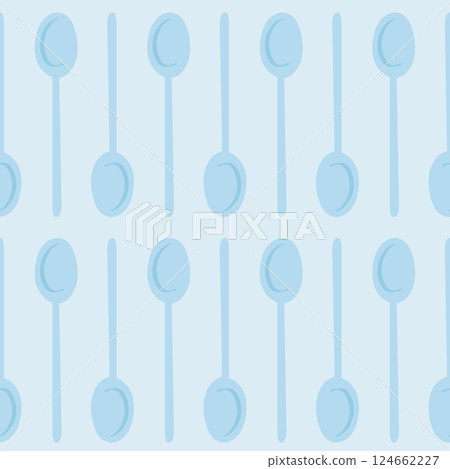 Cute seamless pattern with doodle blue spoons. Kitchen utensils print. Cute seamless pattern with doodle blue spoons. Kitchen utensils print. 124662227