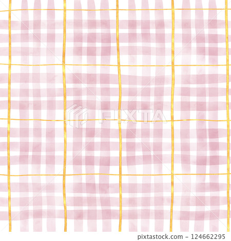 Gold Pink Plaid Gingham Check Hand Drawn Background Overlay Gold Pink Plaid Gingham Check Hand Drawn Background Overlay 124662295