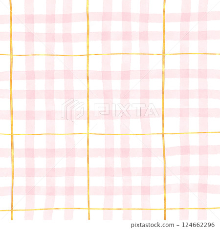 Gold Pink Plaid Gingham Check Hand Drawn Background Overlay Gold Pink Plaid Gingham Check Hand Drawn Background Overlay 124662296