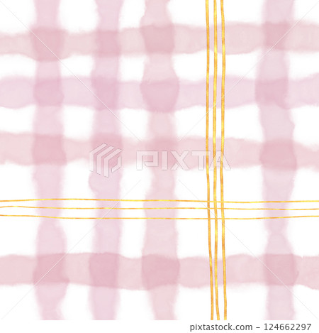 Gold Pink Plaid Gingham Check Hand Drawn Background Overlay Gold Pink Plaid Gingham Check Hand Drawn Background Overlay 124662297
