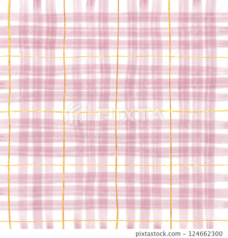 Gold Pink Plaid Gingham Check Hand Drawn Background Overlay Gold Pink Plaid Gingham Check Hand Drawn Background Overlay 124662300