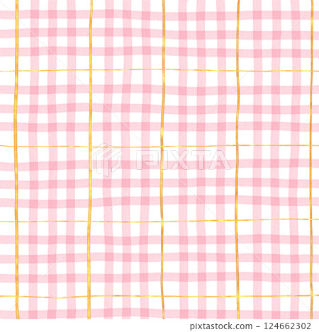 Gold Pink Plaid Gingham Check Hand Drawn Background Overlay Gold Pink Plaid Gingham Check Hand Drawn Background Overlay 124662302