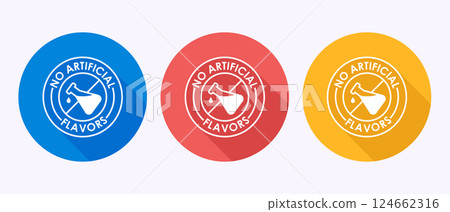 No artificial flavor icon design illustration, Artificial flavor free symbol in shadow button design 124662316