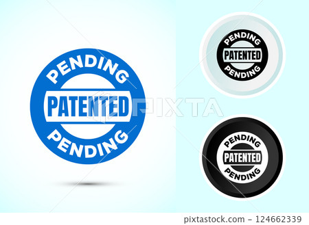 Patent pending icon design illustration, patent pending logo, badge, seal emblem, Color black and white Patent pending icon design illustration, patent pending logo, badge, seal emblem, Color black and white 124662339