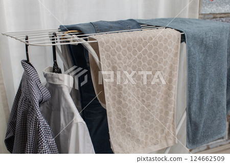 laundry dried indoors laundry dried indoors 124662509