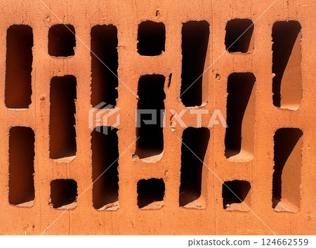 Close-Up of Red Brick with Hollow Openings 124662559