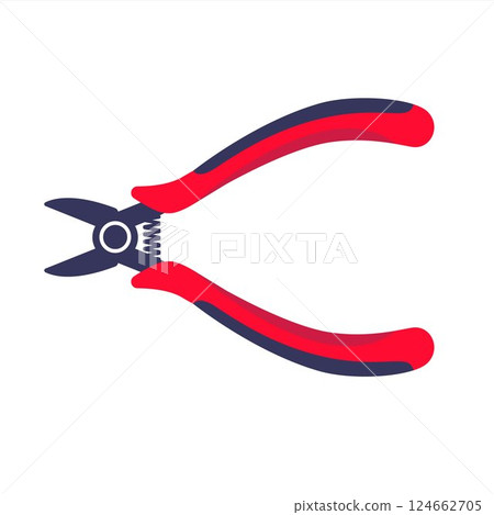 Side cutters tool vector flat illustration. Side cutters tool vector flat illustration. 124662705