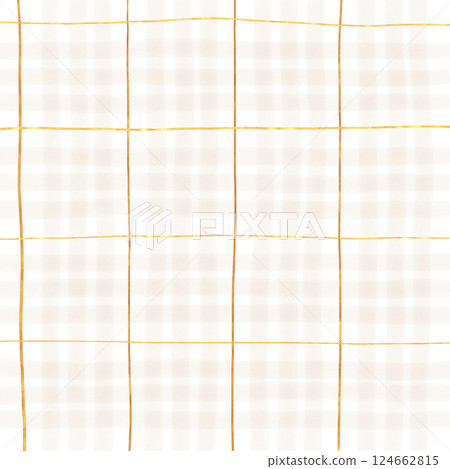 Gold Brown Beige Plaid Gingham Check Hand Drawn Background Pattern Overlay 124662815