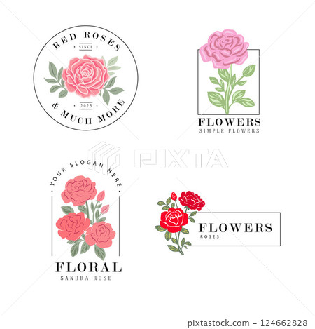 Logo or icon flower set design template. Logo or icon flower set design template. 124662828