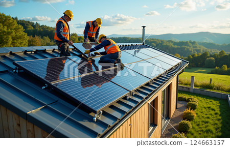 Installation of Solar Panels on an EcoFriendly Home A Step Towards Sustainable Living 124663157