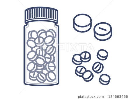 Illustration of supplements and tablets 124663466
