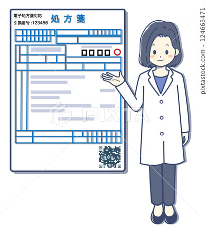 一位女藥劑師解釋電子處方 124663471