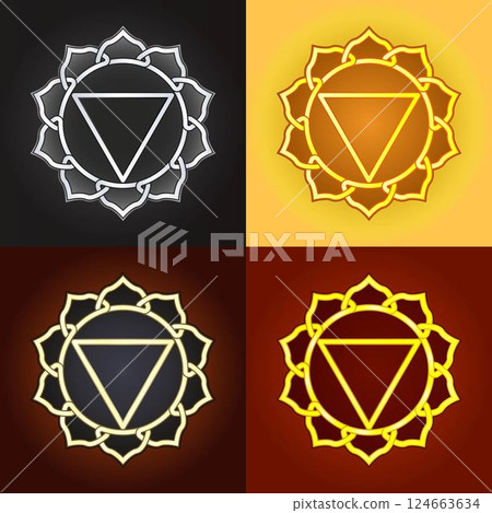 Chakra in Celtic style amulet Manipura. Illustration. Chakra in Celtic style amulet Manipura. Illustration. 124663634