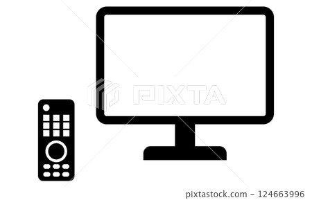 Television and remote control simple icon set 124663996