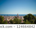 Barcelona cityscape bordering the Mediterranean Sea 124664842