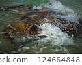 White waves climbing over rocks 124664848