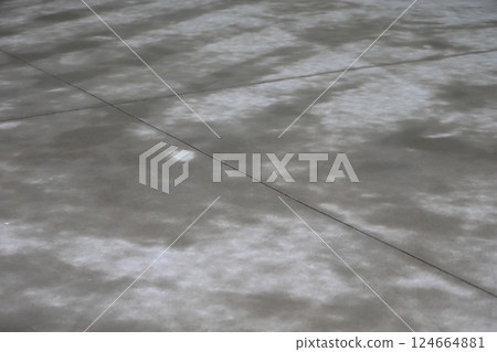 水泥地板的表面因雨水而潮濕。 124664881