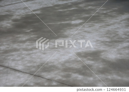 The surface of the concrete floor is damp from the rain. 124664931