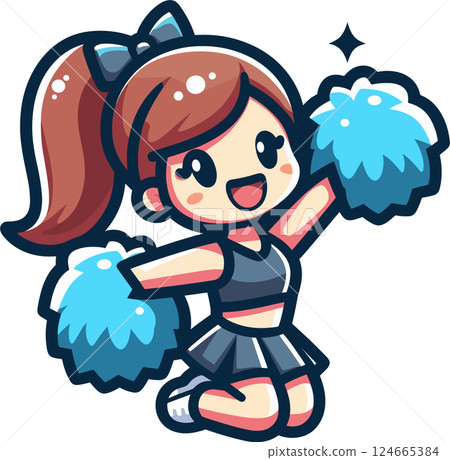 可愛的啦啦隊員插圖 124665384