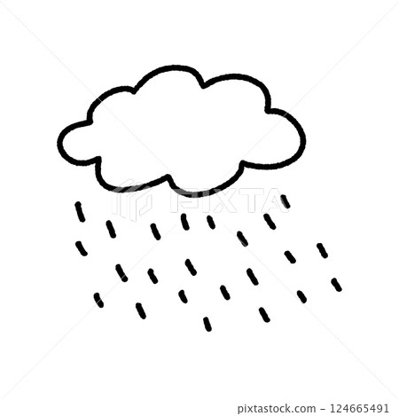 Cute doodle-style rain cloud illustration, rainy season, raindrops Cute doodle-style rain cloud illustration, rainy season, raindrops 124665491
