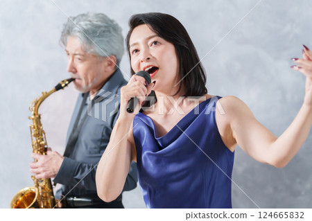 Jazz saxophone player and singer Jazz saxophone player and singer 124665832