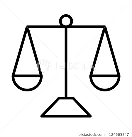 Monochrome icon of a balanced scale 124665847