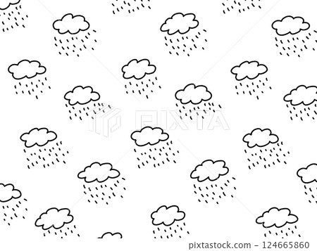 可愛的雨雲背景插圖,塗鴉風格,雨季,雨滴 可愛的雨雲背景插圖,塗鴉風格,雨季,雨滴 124665860