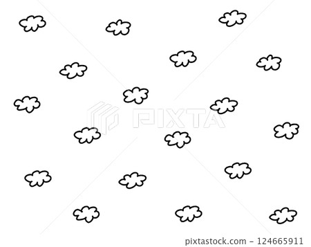 塗鴉風格可愛的雲背景插圖 塗鴉風格可愛的雲背景插圖 124665911