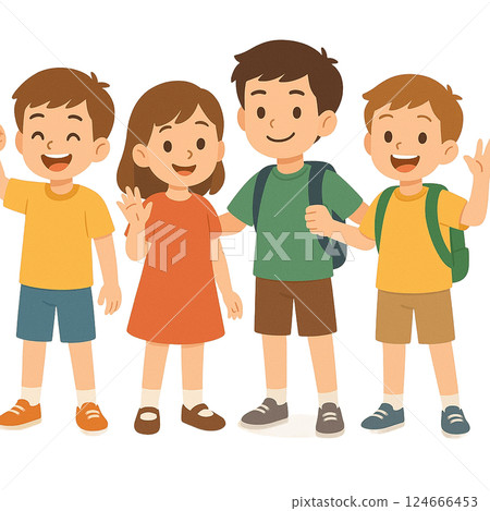 Children lining up Children lining up 124666453