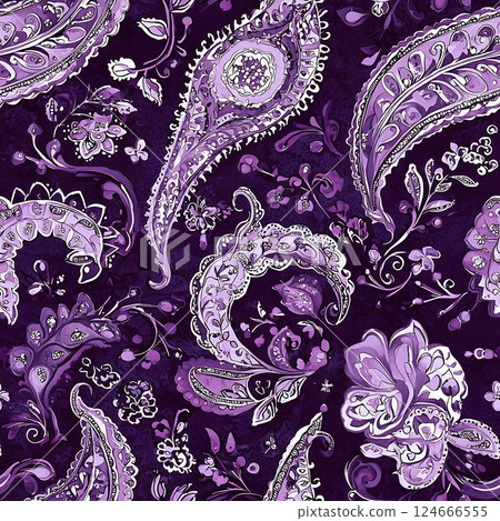 purple paisley floral pattern fabric design 124666555