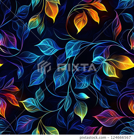 neon rainbow leaves pattern 124666567
