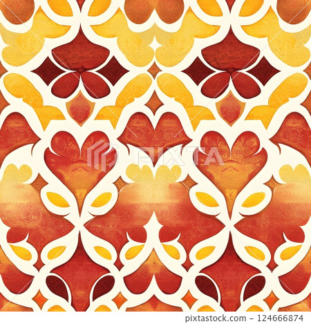 warm orange and red watercolor damask pattern warm orange and red watercolor damask pattern 124666874