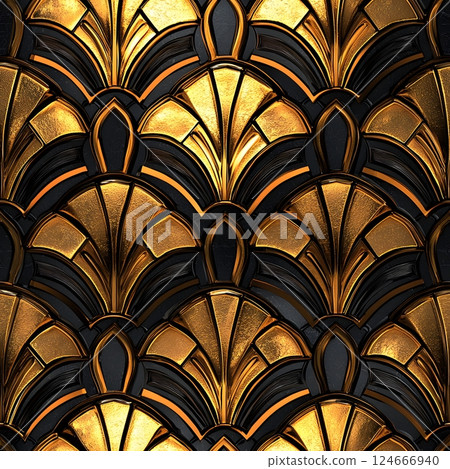 art deco gold and black pattern 124666940