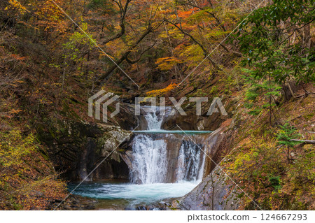 Autumn in Yamanashi City, Yamanashi Prefecture: Autumn leaves in Nishizawa Valley, Nanatsugama Godan Falls Autumn in Yamanashi City, Yamanashi Prefecture: Autumn leaves in Nishizawa Valley, Nanatsugama Godan Falls 124667293