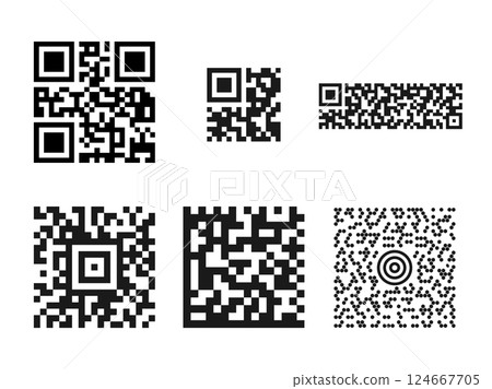 一組各種類型的二維碼插圖 124667705