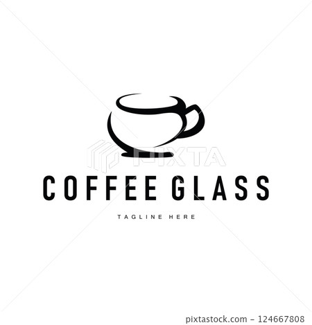 coffee drink logo design with glass and coffee bean with delicious aroma with simple template illustration symbol 124667808