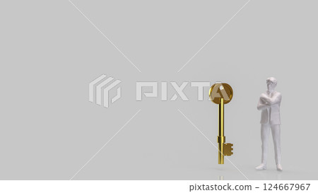 The Key and coins for Business concept 3d Rendering. 124667967