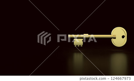 The Gold key for security or business concept 3d Rendering. 124667973