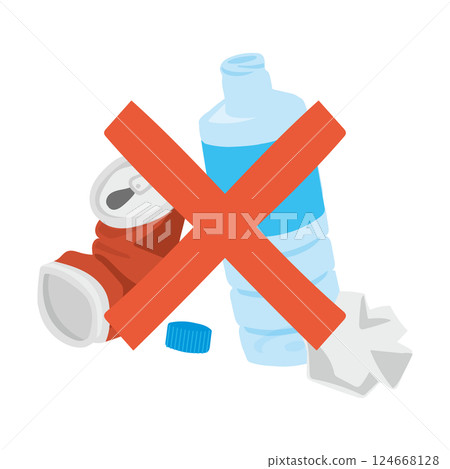 Hand-drawn illustration of no littering 124668128