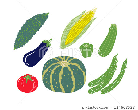 夏季蔬菜插圖素材集 124668528