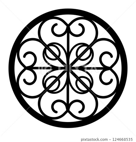 黑色圓形幾何圖案插畫 黑色圓形幾何圖案插畫 124668535