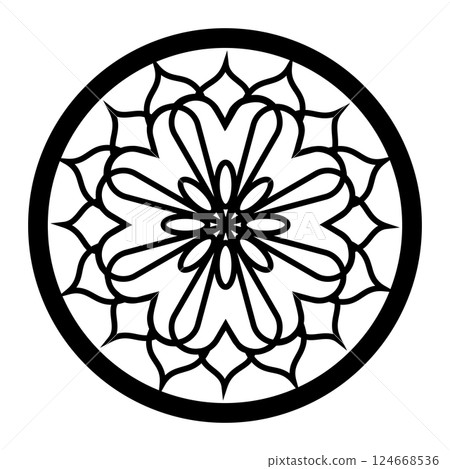 黑色圓形幾何圖案插畫 黑色圓形幾何圖案插畫 124668536