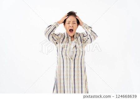 高級婦女肖像擔心 124668639
