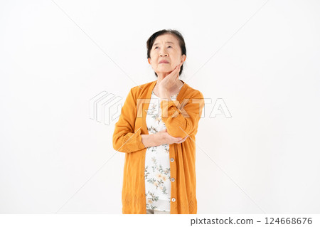 高級婦女肖像擔心 124668676